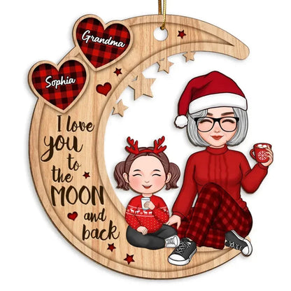 Checkered-Pattern-Heart-Cute-Grandma-_-Grandkid-Sitting-On-Moon-Personalized-Wooden-Ornament-The-Next-Custom-Gift-89834040