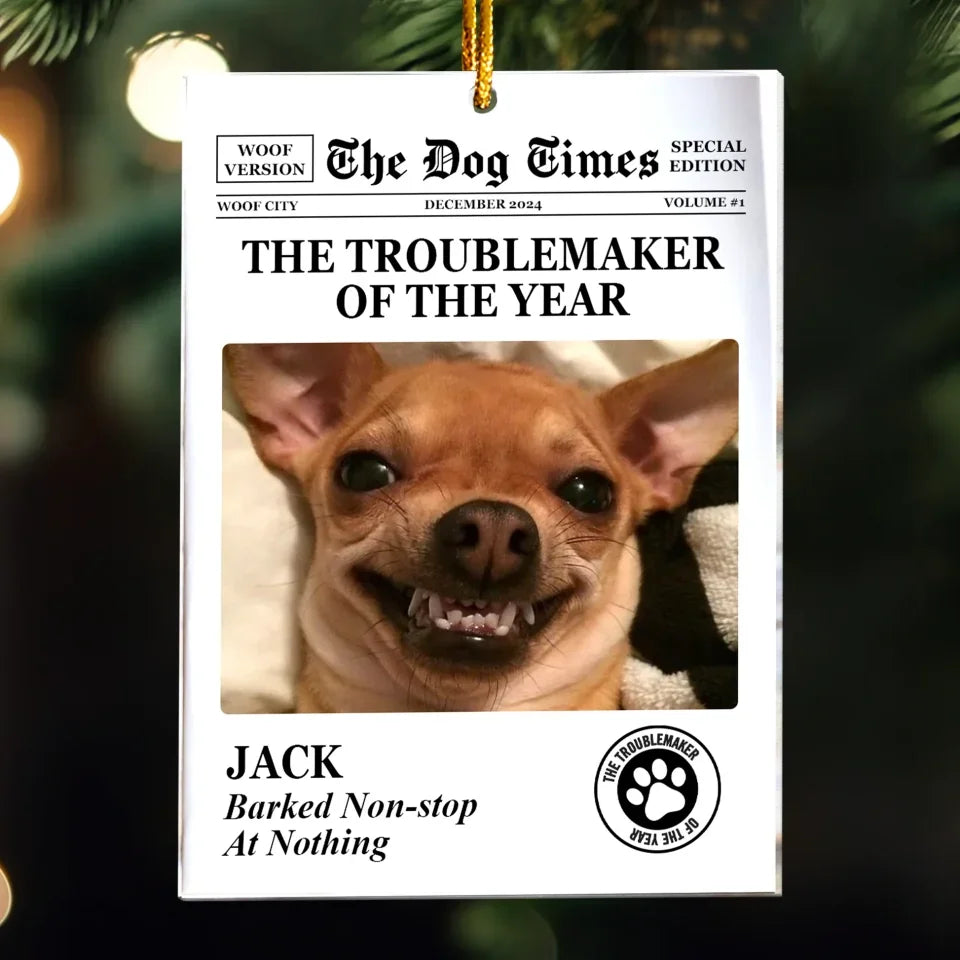 The-Meow-Times_-The-Dog-Times-Troublemaker-Of-The-Year-Personalized-Acrylic-Photo-Ornament_2